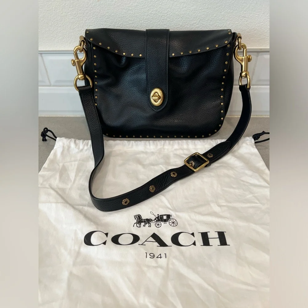 Coach 1941 Page 27 Crossbody/shoulder bag Rivets Black Leather style 31929 - Picture 3 of 10
